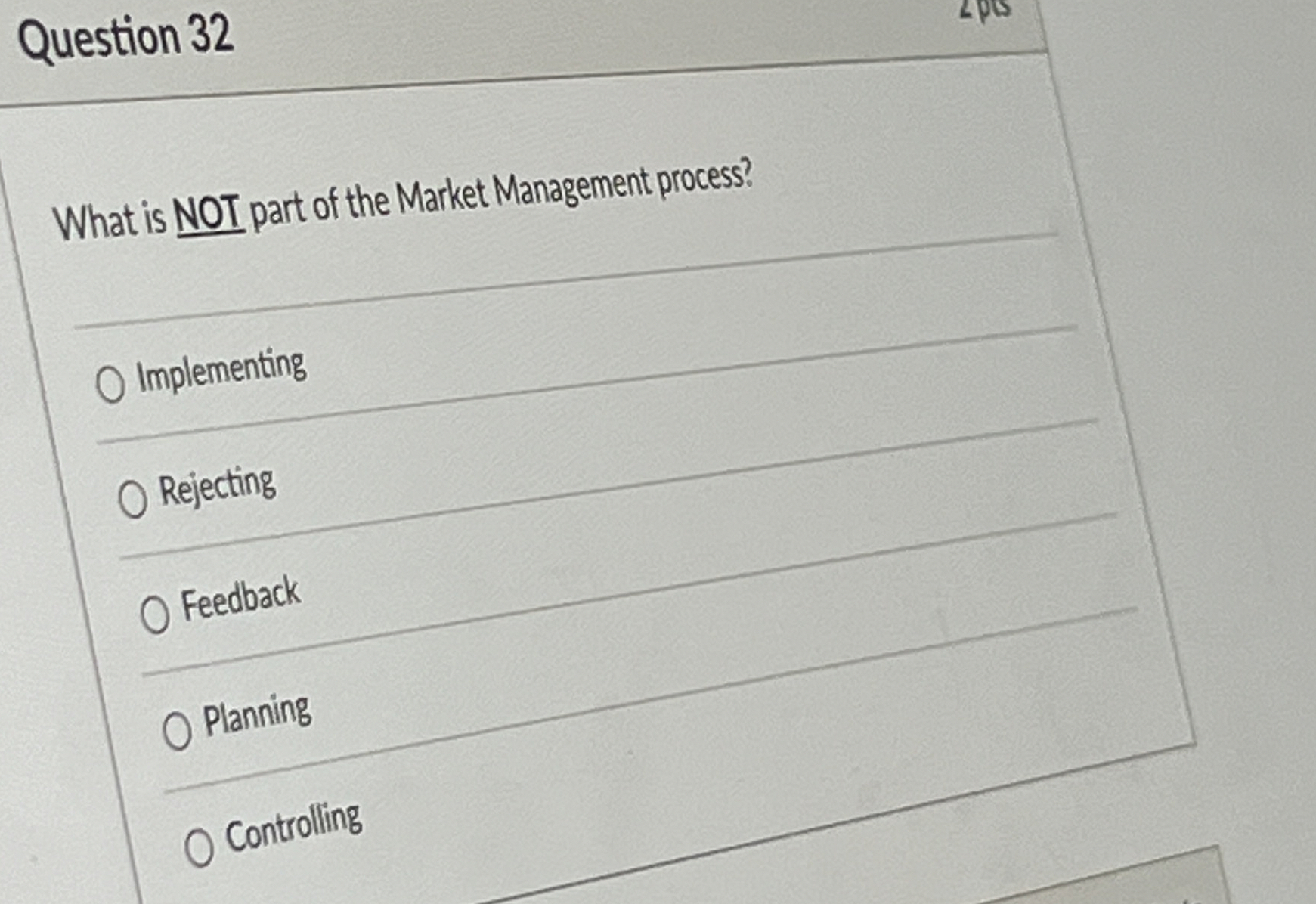 Solved Question 32What is NOT part of the Market Management | Chegg.com