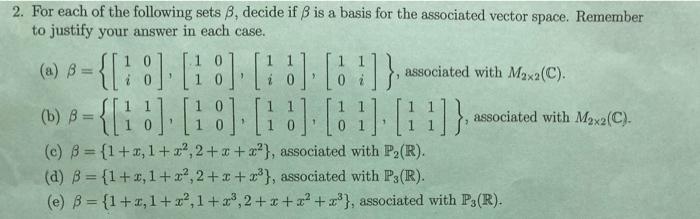 Solved 2. For Each Of The Following Sets B, Decide If B Is A | Chegg.com