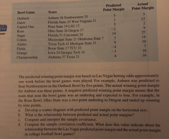 Solved: Ten major college football bowl games were played in Janua