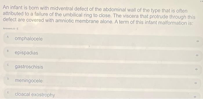 An infant is born with midventral defect of the abdominal wall of the type that is often attributed to a failure of the umbil