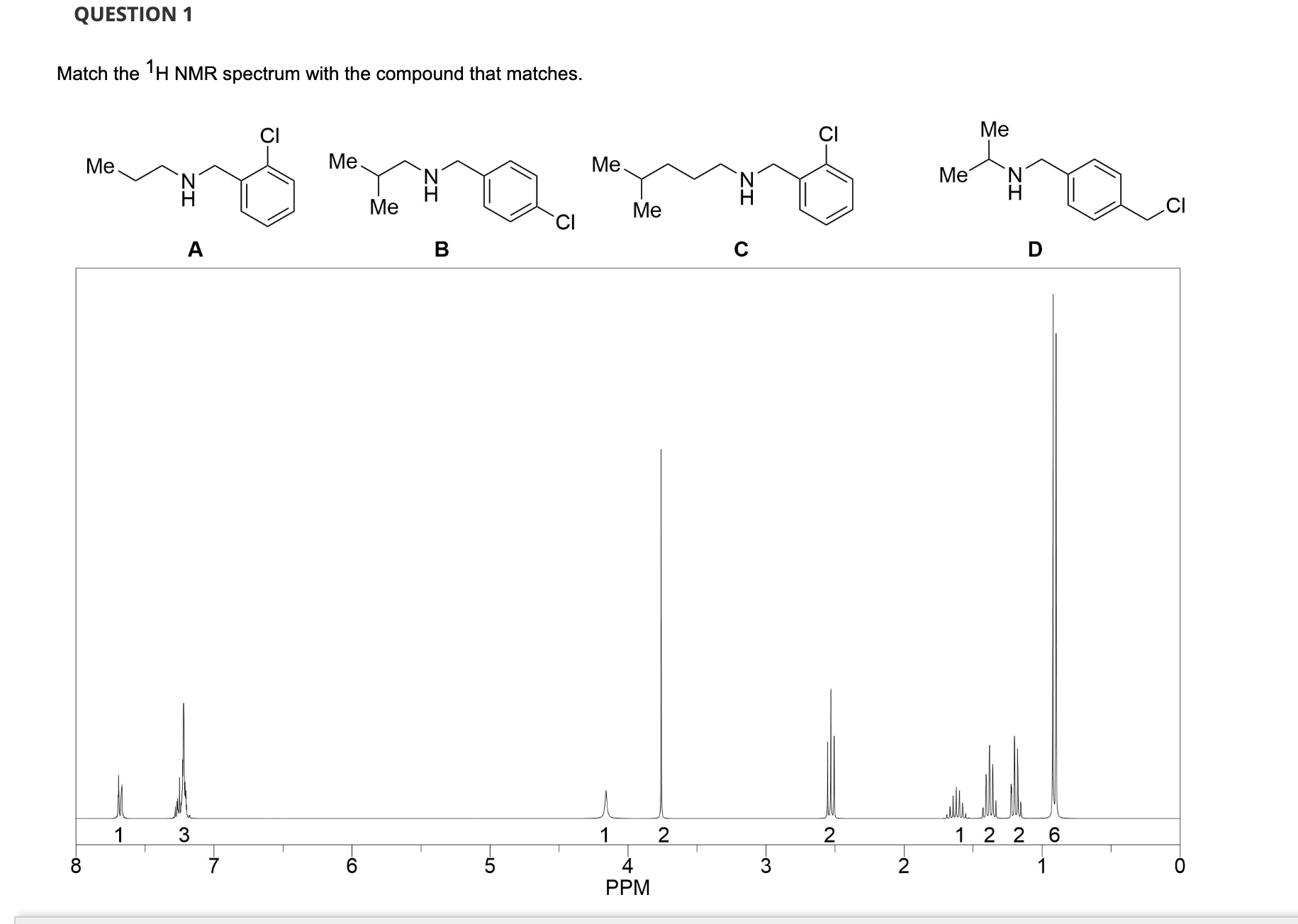 Match The 1h Nmr Spectrum With The Compound That Matches.