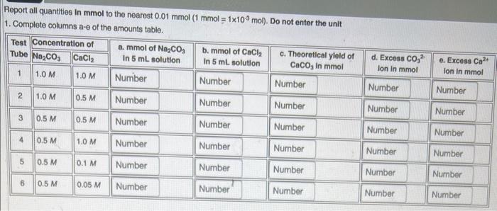 Solved Part Ii Na2co3aqcacl2aq→2naclaqcaco3s Data 9597