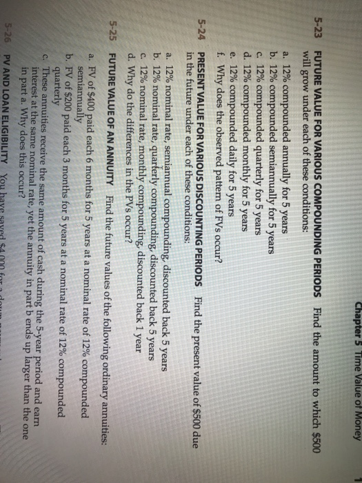 Solved Chapter 5 Time Value of Money 5-23 FUTURE VALUE FOR | Chegg.com