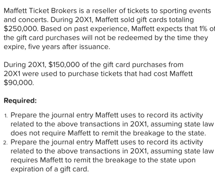Solved Maffett Ticket Brokers is a reseller of tickets to