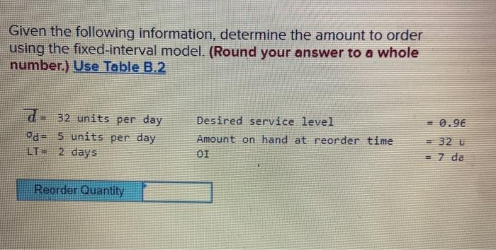 Solved Given the following information, determine the amount | Chegg.com