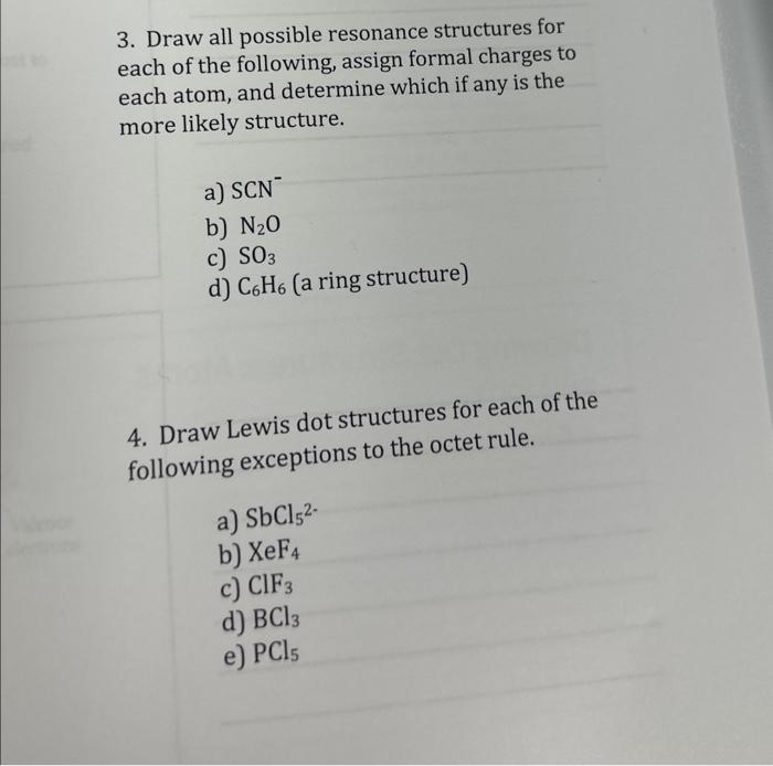 Solved 3. Draw All Possible Resonance Structures For Each Of | Chegg.com