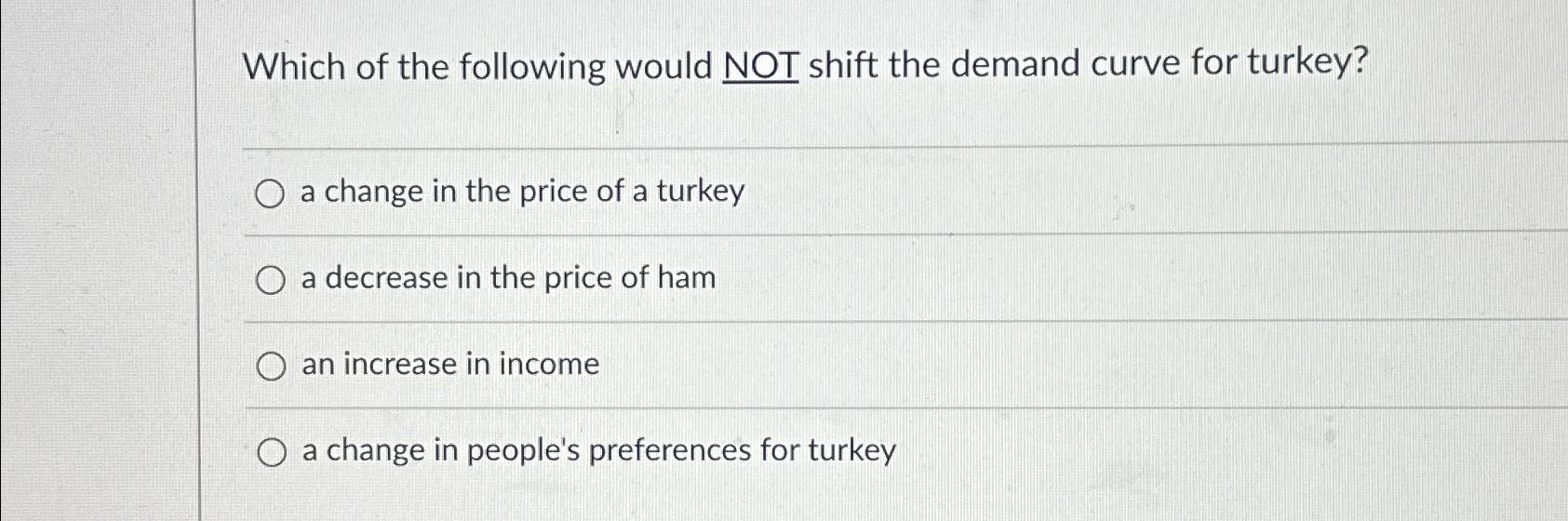 Solved Which of the following would NOT shift the demand | Chegg.com