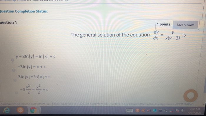 Solved Question Completion Status: uestion 1 1 points Save | Chegg.com