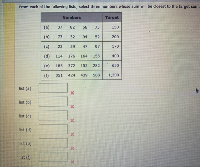 Solved From Each Of The Following Lists, Select Three | Chegg.com