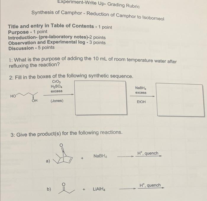 Solved 1 what is the purpose of adding the 10 ml of room chegg