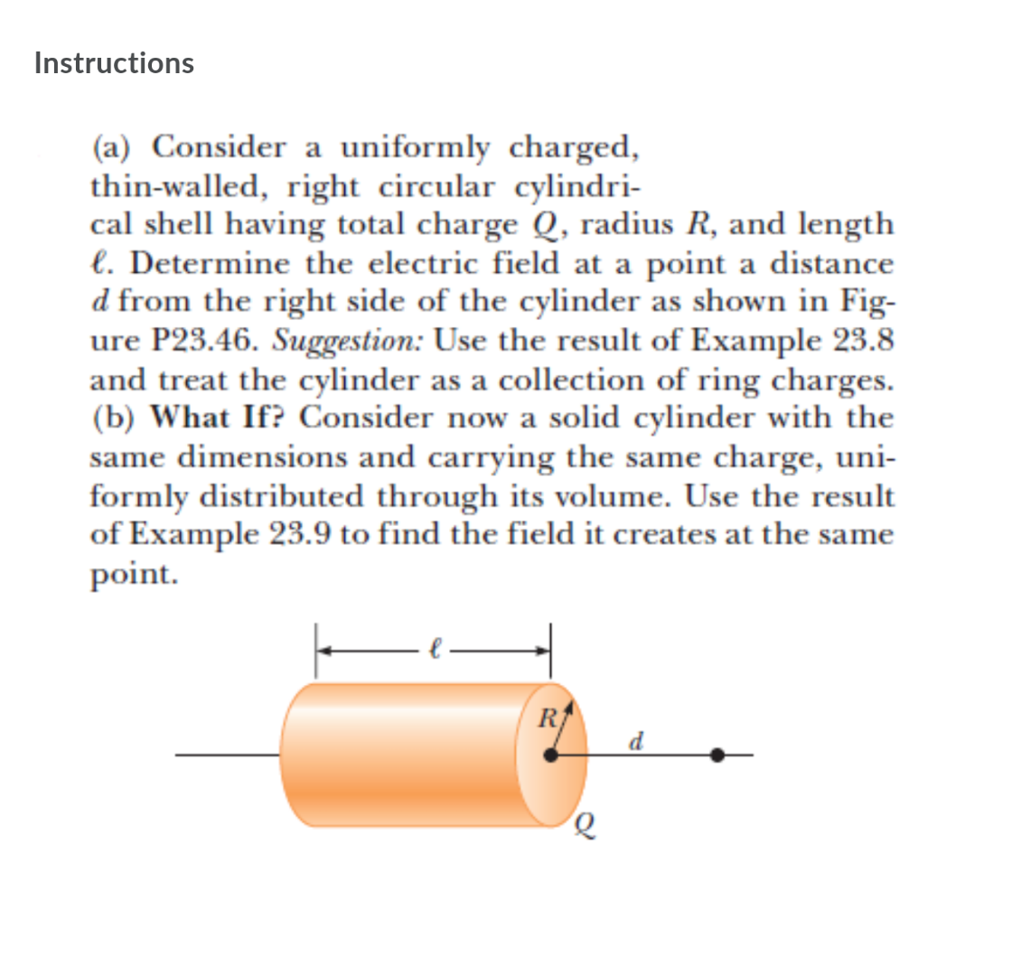 Solved Instructions (a) Consider A Uniformly Charged, | Chegg.com