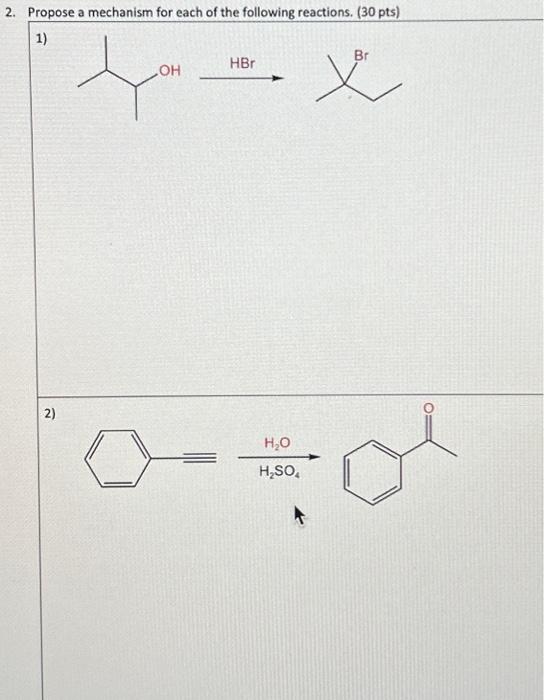 Solved 2. Propose a mechanism for each of the following | Chegg.com