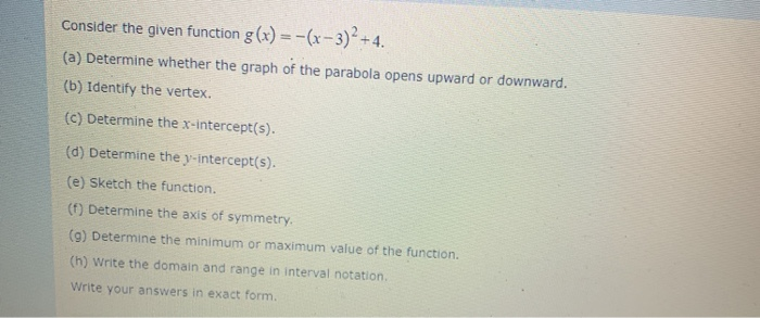 Solved Consider The Given Function Gx X 32 4 A