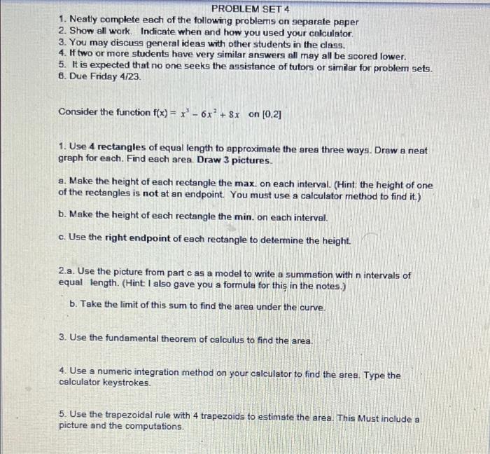 Solved PROBLEM SET 4 1. Neatly complete each of the | Chegg.com