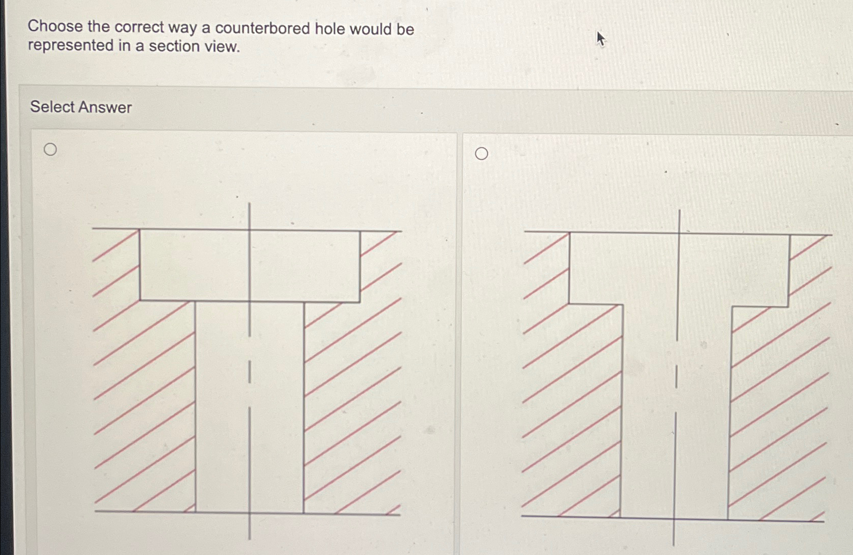 Solved Choose the correct way a counterbored hole would be