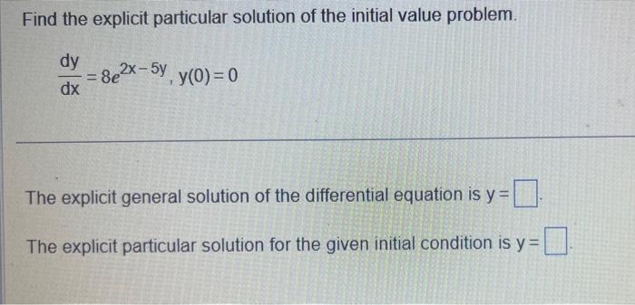 Solved Find the explicit particular solution of the initial | Chegg.com