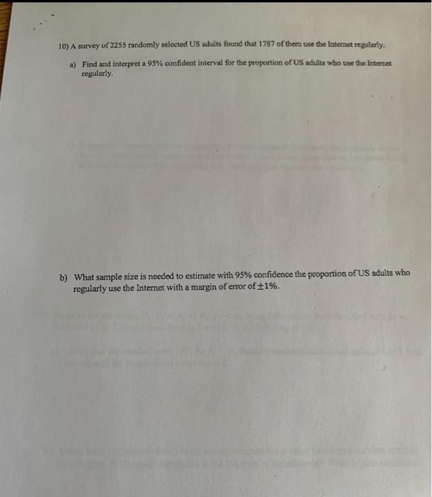 Solved 10) A survey of 2255 randomly selected US adults | Chegg.com