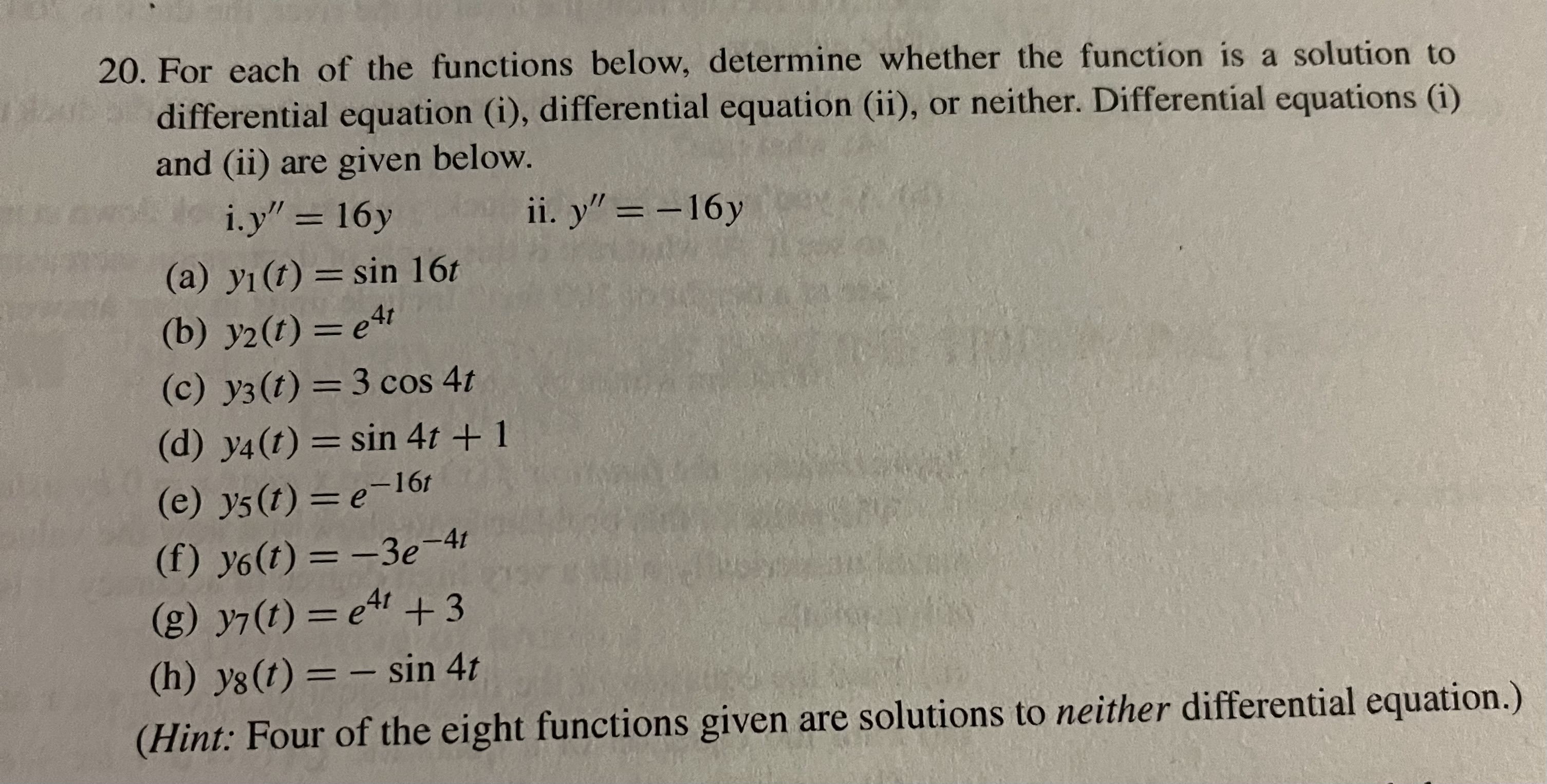 Solved For each of ﻿the functions below, determine whether | Chegg.com
