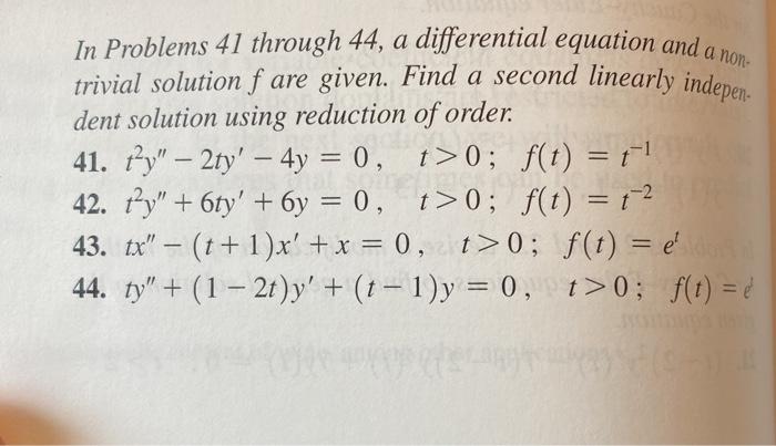 Solved In Problems 41 through 44, a differential equation | Chegg.com