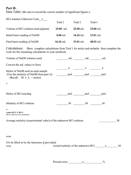 Solved Part A: Data & Calculations Trial 1 Trial 2 Trial 3 | Chegg.com