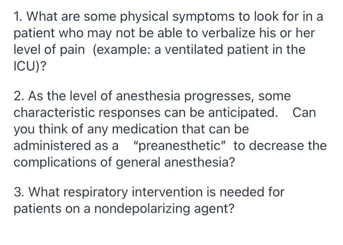 Solved 1. What are some physical symptoms to look for in a | Chegg.com