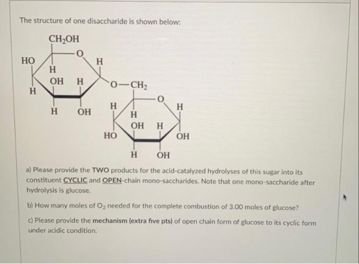 Solved The structure of one disaccharide is shown below: | Chegg.com