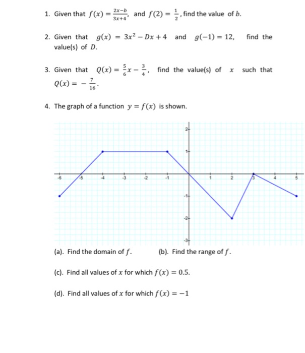 Solved 1 Given That F X 2x 6 And F 2 Find The Va Chegg Com