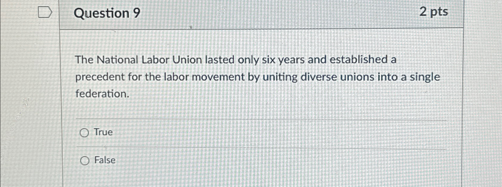 Solved Question 92 ﻿ptsThe National Labor Union lasted only | Chegg.com