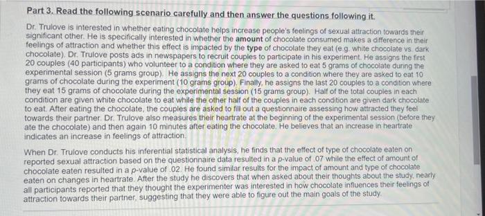 Solved Part 3. Read the following scenario carefully and | Chegg.com