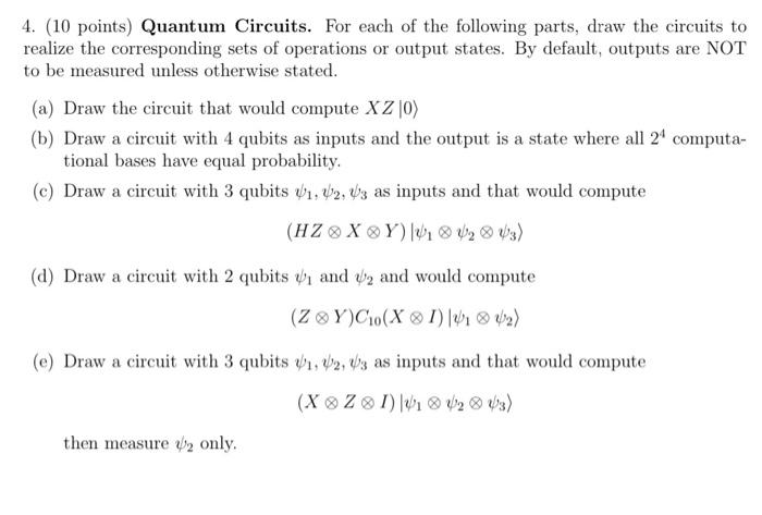 Solved Quantum Circuits. For each of the following parts, | Chegg.com