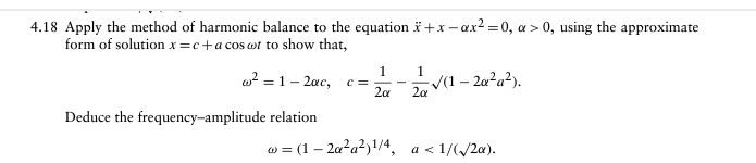 Solved 4.18 ﻿Apply the method of harmonic balance to the | Chegg.com