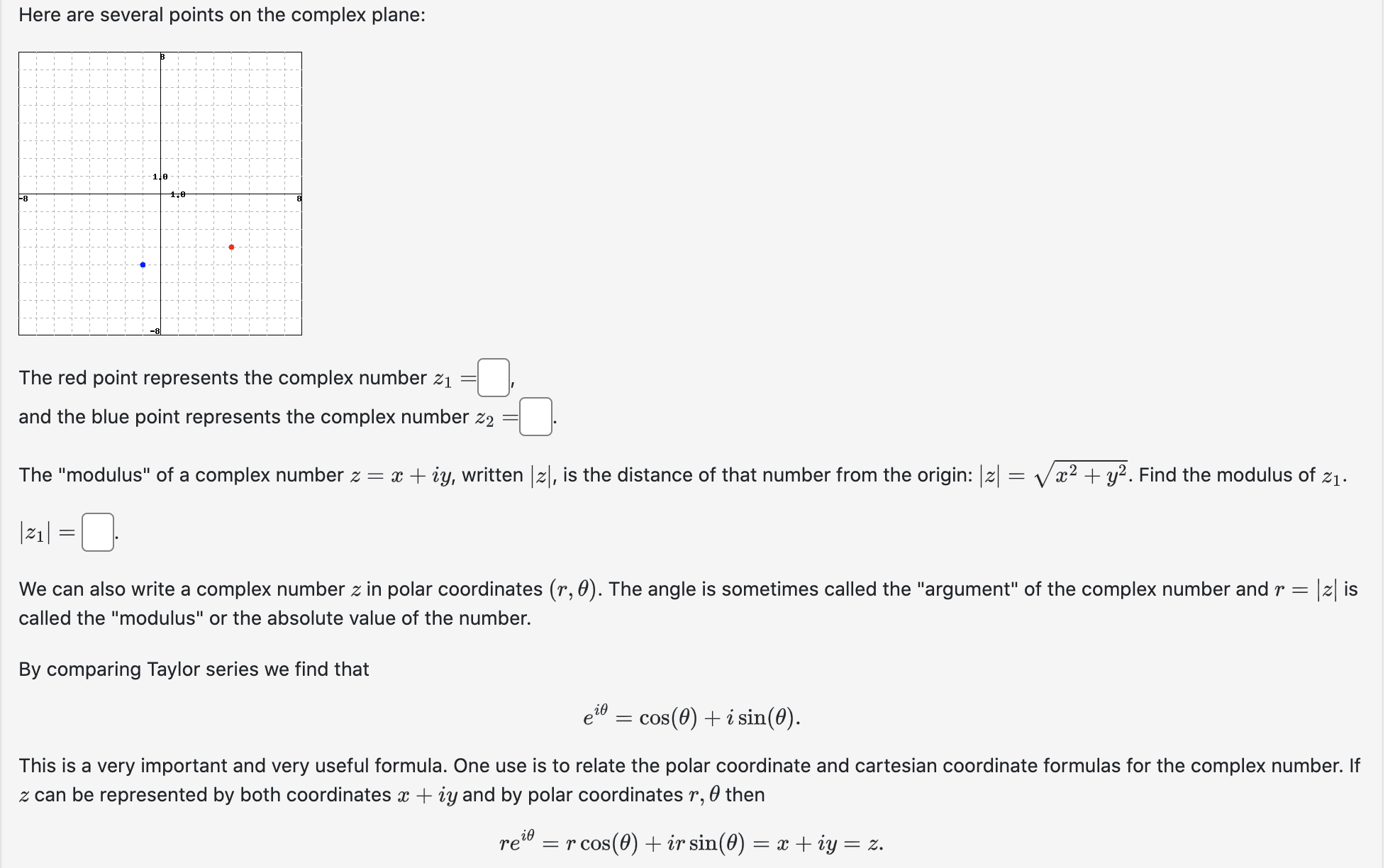 Solved Here are several points on ﻿the complex plane:The red | Chegg.com
