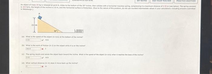 Solved an object of mass 20 kg is released at point a slides | Chegg.com