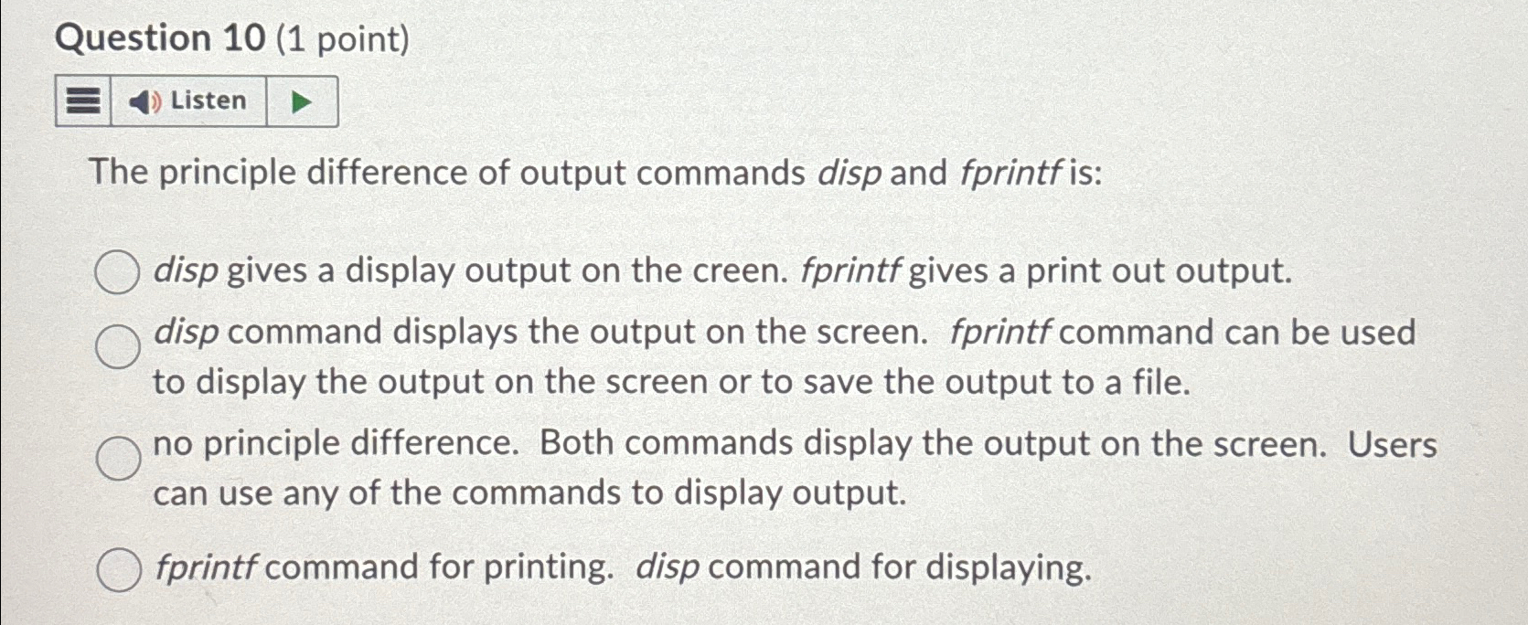 Solved Question 10 (1 ﻿point)ListenThe principle difference