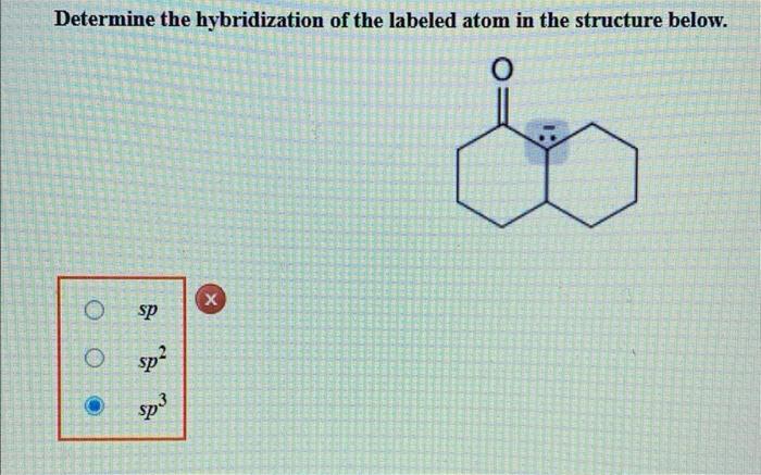 Solved Determine the hybridization of the labeled atom in | Chegg.com