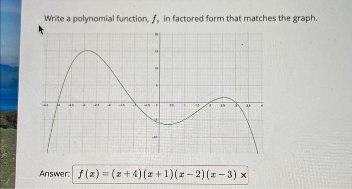 Solved Write a polynomial function, f, in factored form that | Chegg.com