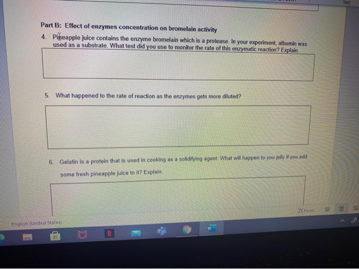 Solved Text Part B Effect of enzymes concentration on