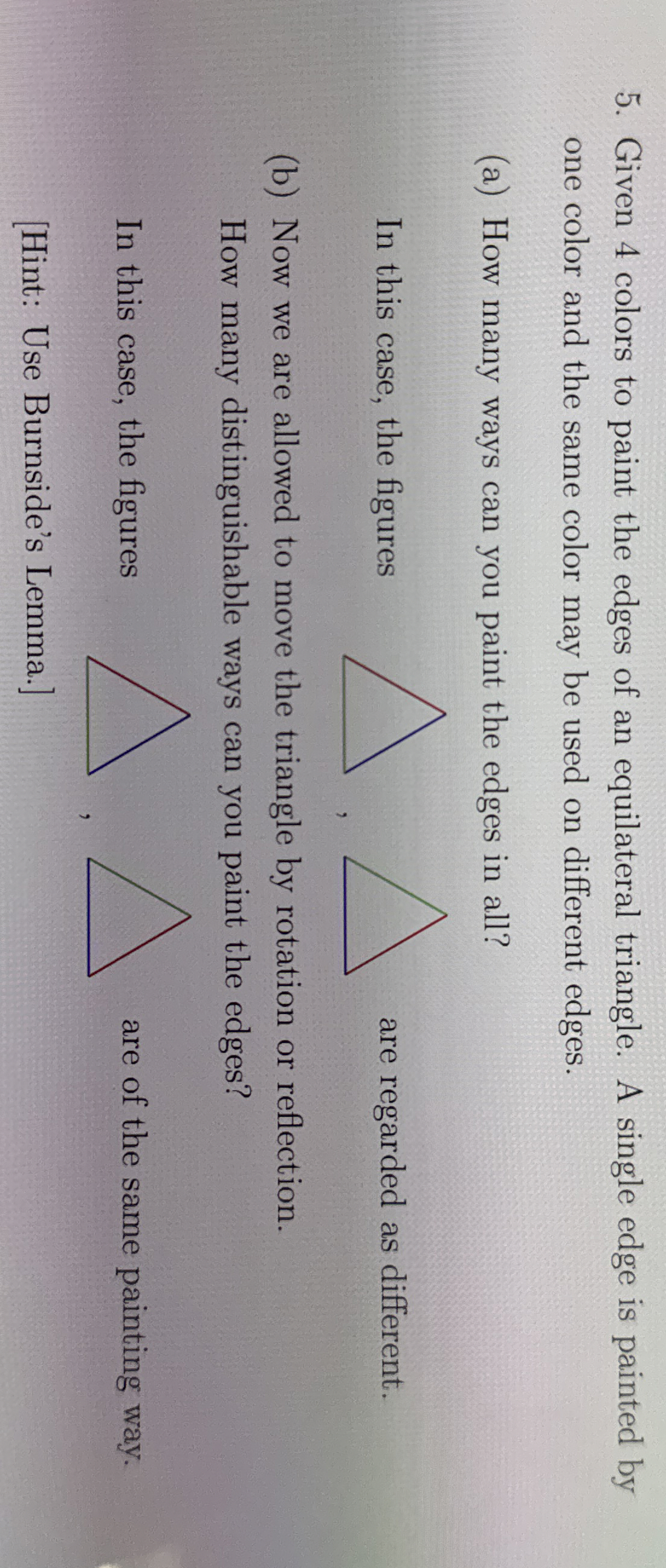 Given 4 ﻿colors to paint the edges of an equilateral