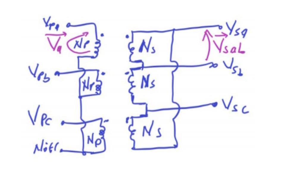 Solved 1. The three-phase transformer connection diagram is | Chegg.com