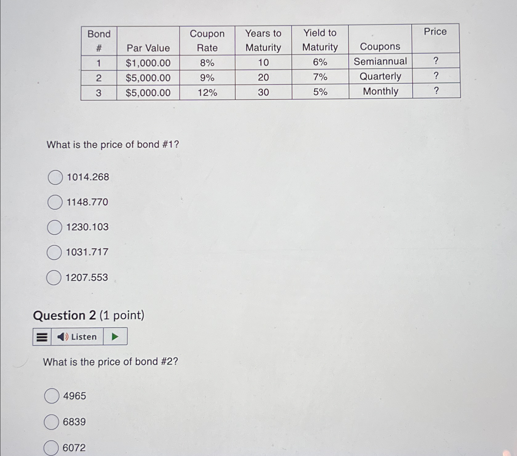 Solved \table[[\table[[Bond]How do you do the bind price of | Chegg.com