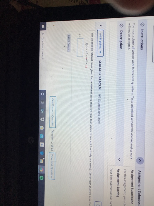 Solved Instructions Assignment Submissio You must submit all | Chegg.com