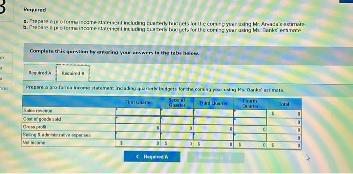 Solved a. Prepare a pro forma income statement including | Chegg.com