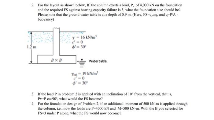 Solved 2. For the layout as shown below, If the column | Chegg.com