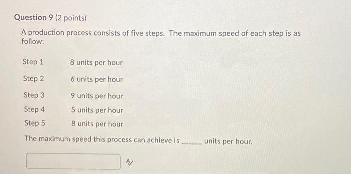 Solved Question 9 (2 points) A production process consists | Chegg.com