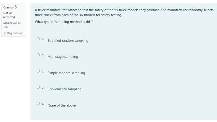 Solved Question 5 Not yet answered A truck manufacturer | Chegg.com