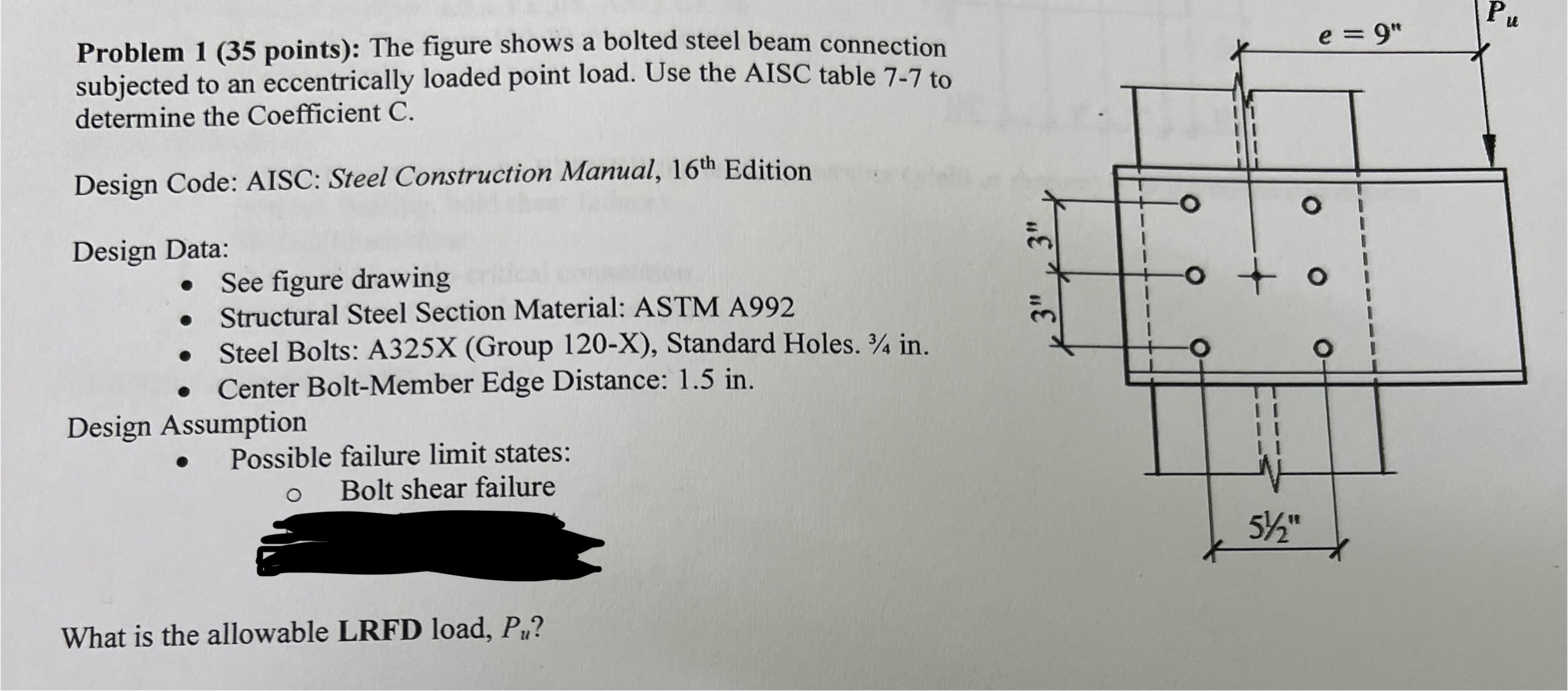 Solved Problem 1 ( 35 ﻿points): The figure shows a bolted | Chegg.com