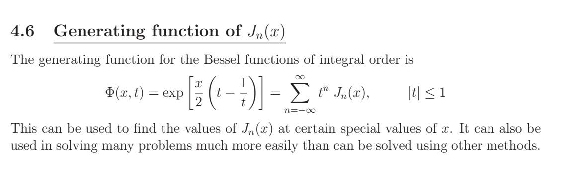 Solved Bessel 3 Put T Iei In The Generating Function To