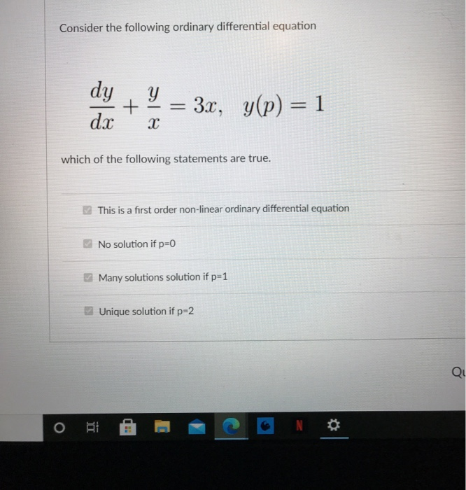 Solved Consider the following ordinary differential equation | Chegg.com