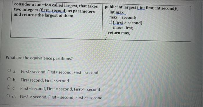 Solved consider a function called largest, that takes two | Chegg.com