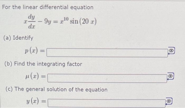 Solved For the linear differential equation | Chegg.com